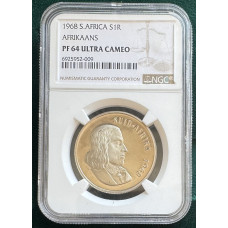 1968 SILVER RAND AFRIKAANS - PF64 ULTRA CAMEO - NGC GRADED RARETY  ** ALTERNATE LANGUAGE** ZERO MINTED ?