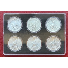 1oz SILVER KRUGERRAND SET OF 6 - IN SPECIAL CASE brand new UNC