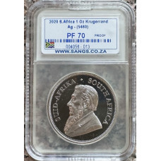 2020 RSA 1oz SILVER KRUGERRAND PF70 - SANGS GRADED FINEST KNOWN