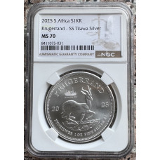 2025 KRUGERRAND 1oz SILVER - 1942 SS TILAWA SHIP WRECK PRIVY MINT MARK - MS70 NGC FINEST GRADE