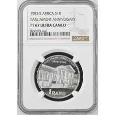 1985 SILVER RAND - PARLIAMENTARY ANNIVERSARY - PF67 - NGC GRADE