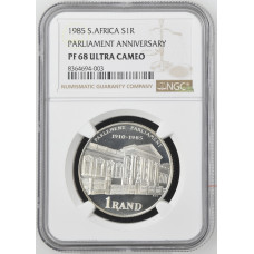 1985 SILVER RAND - PARLIAMENTARY ANNIVERSARY - PF68 - NGC GRADE