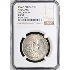 1966 SILVER RAND ** TAG EAR ** AFRIKAANS - AU58- NGC