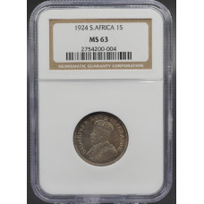 1924 UNION SA 1 SHILLING MS63 - NGC GRADED