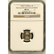 1936 UNION SA 3 PENCE - MS63 - NGC GRADE