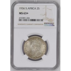 1936 UNION SA 2 SHILLING - MS63+ NGC HIGH GRADE - 1 IN MS66 & 4 IN MS65