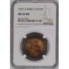 1937 UNION SA 1 PENNY - MS63RB - NGC GRADE