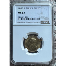 1893 ZAR 1 FULL POND *MS62* NGC GRADED RARETY - ONLY FEW IN MS