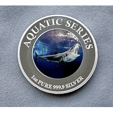 1oz SILVER 999.9 FINE - 2024 AQUATIC SERIES OF SOUTH AFRICA "GREAT WHITE SHARK"- CERTIFIED & MINT BAG